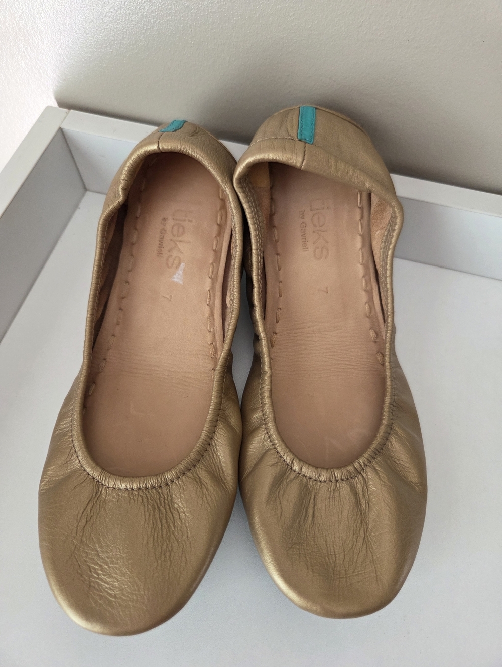 Tieks Metallic Gold Leather Ballet Flats - Soft Rounded Toe